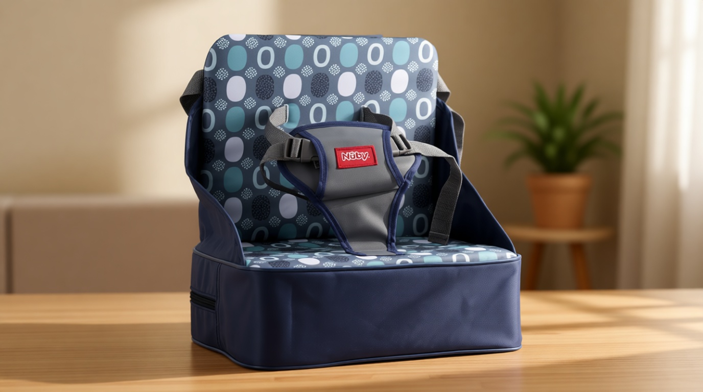 Nuby Easy Go Booster Seat - Travel Booster Seat for Babies and Toddlers - Holds Up to 35 Pounds - 9+ Months - Blue