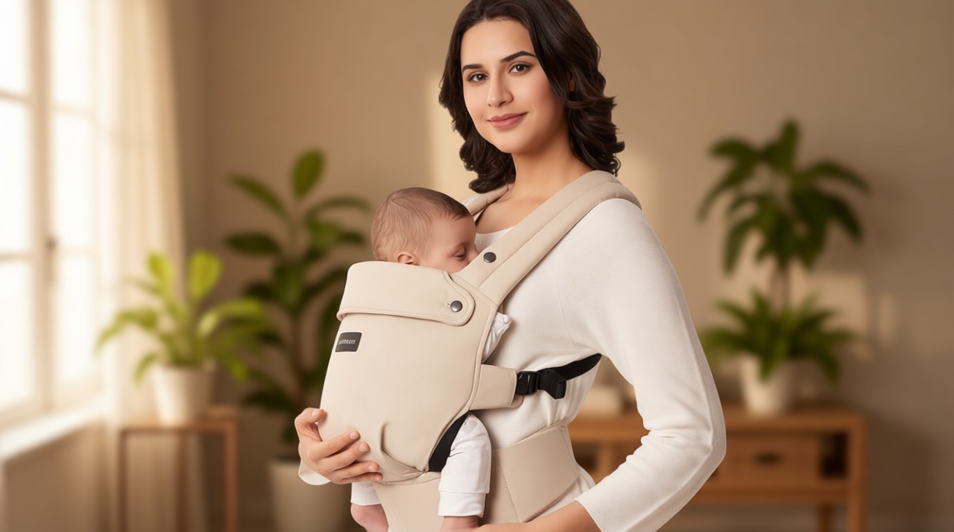 Momcozy Baby Carrier - Ergonomic, Cozy and Lightweight Carrier for 7-45lbs, Effortless to Put On, Ideal for Hands-Free Parenting, Enhanced Lumbar Support, Purehug for Infant to Toddler, Khaki OEKO-TEX STANDARD 100