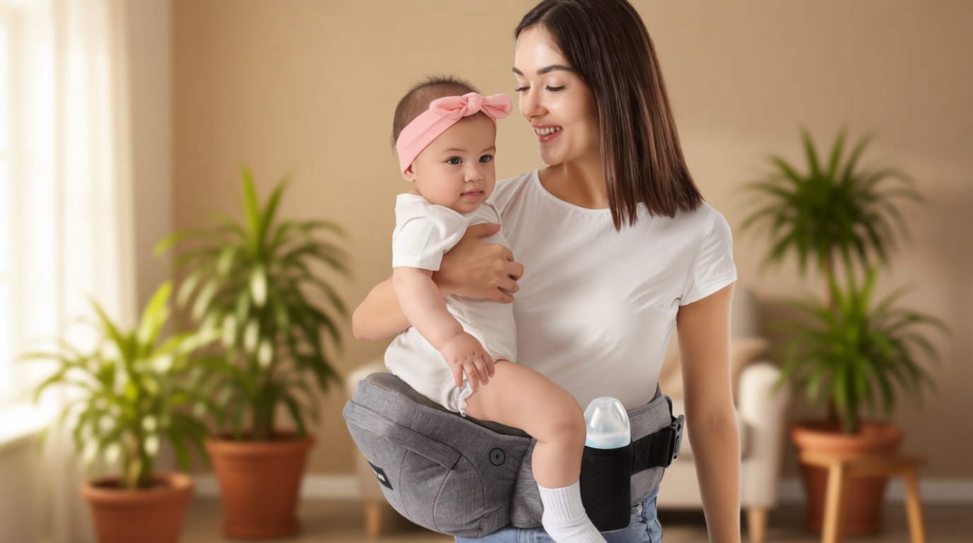 HKAI Baby Hip Carrier,Baby Carrier with Adjustable Waistband & Breathable Mesh, Ergonomic Carrier with Non-Slip Hip Seat Surface for Newborns & Toddlers (Grey) Global Recycled Standard