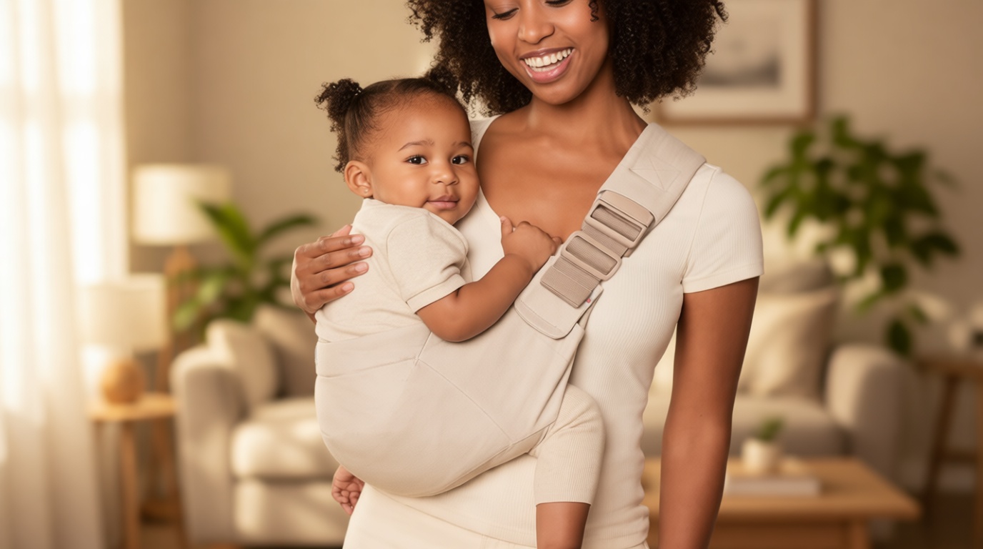 Ergobaby Upsie Sling Baby Carrier for Babies and Toddlers 6-48 Months (17-45 lbs) - 2-Position Ergonomic Baby Carrier with Front Storage Pocket, Hip-Healthy Positioning - Natural Beige