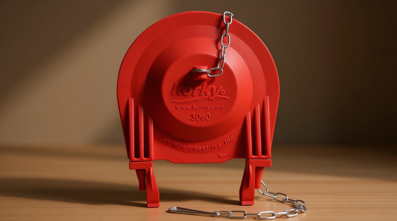 Korky 3060BP Universal Toilet Flapper Replaces Most Large 3-Inch Flappers - Long Lasting Rubber - Easy to Install - Made in USA, Red