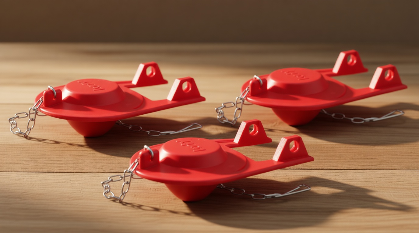 Korky Korky-2001TP 2001TP Universal Toilet Tank Flapper (3 Pack) -Easy to Install-Long Lasting All Rubber Seal-Made in USA, Red, 3 Count