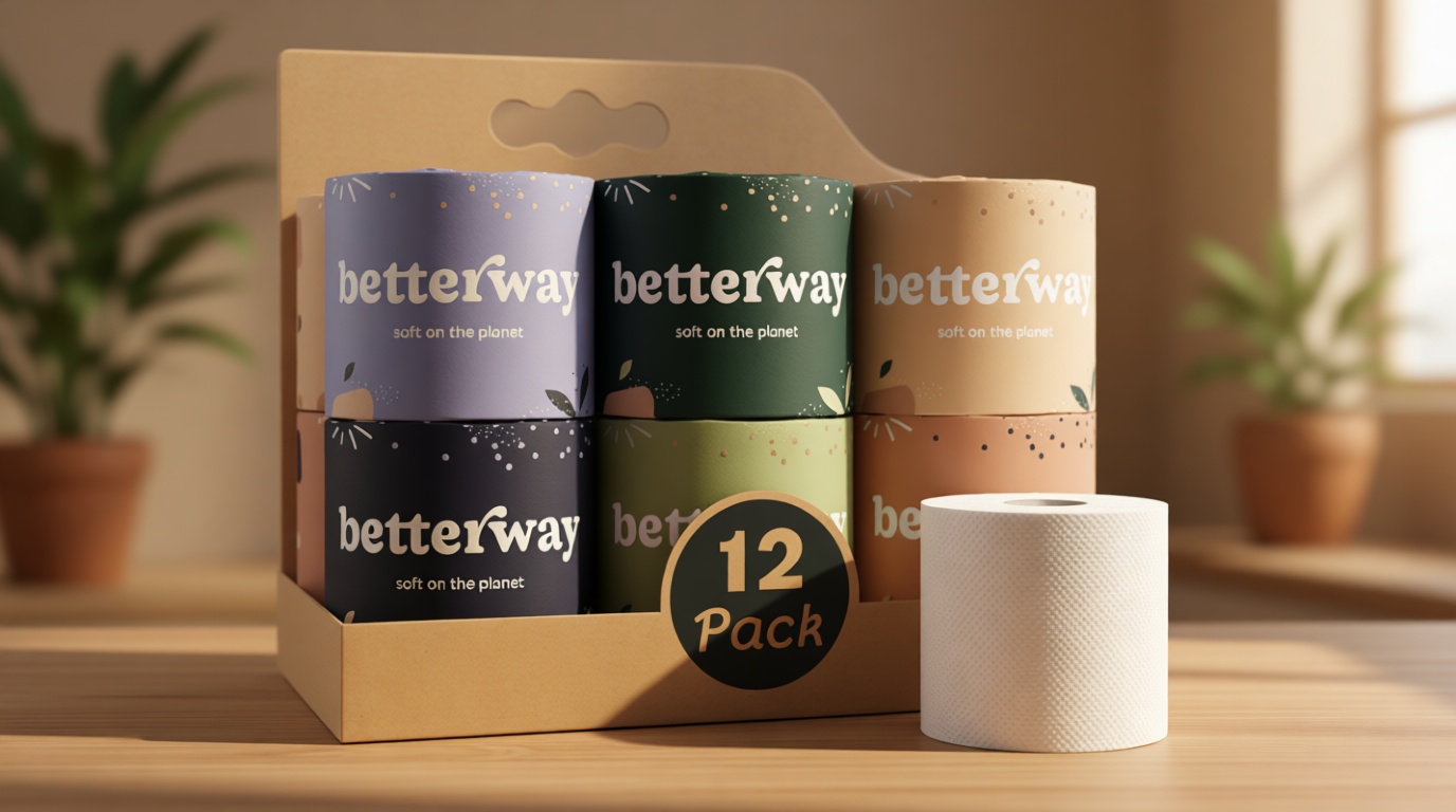 Betterway Bamboo Toilet Paper 3 Ply - Sustainable Toilet Tissue - 12 Long-Lasting Rolls & 360 Sheets Per Roll - Septic Safe - Organic, Plastic & PFAS Free - FSC Certified The Forest Stewardship Council