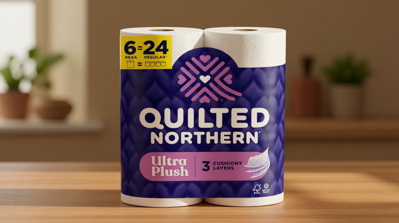Quilted Northern Ultra Plush Toilet Paper, 6 Mega Rolls = 24 Regular Rolls, 3X Thicker*, 3 Ply Soft Toilet Tissue | 3X Thicker*, Ultra Soft