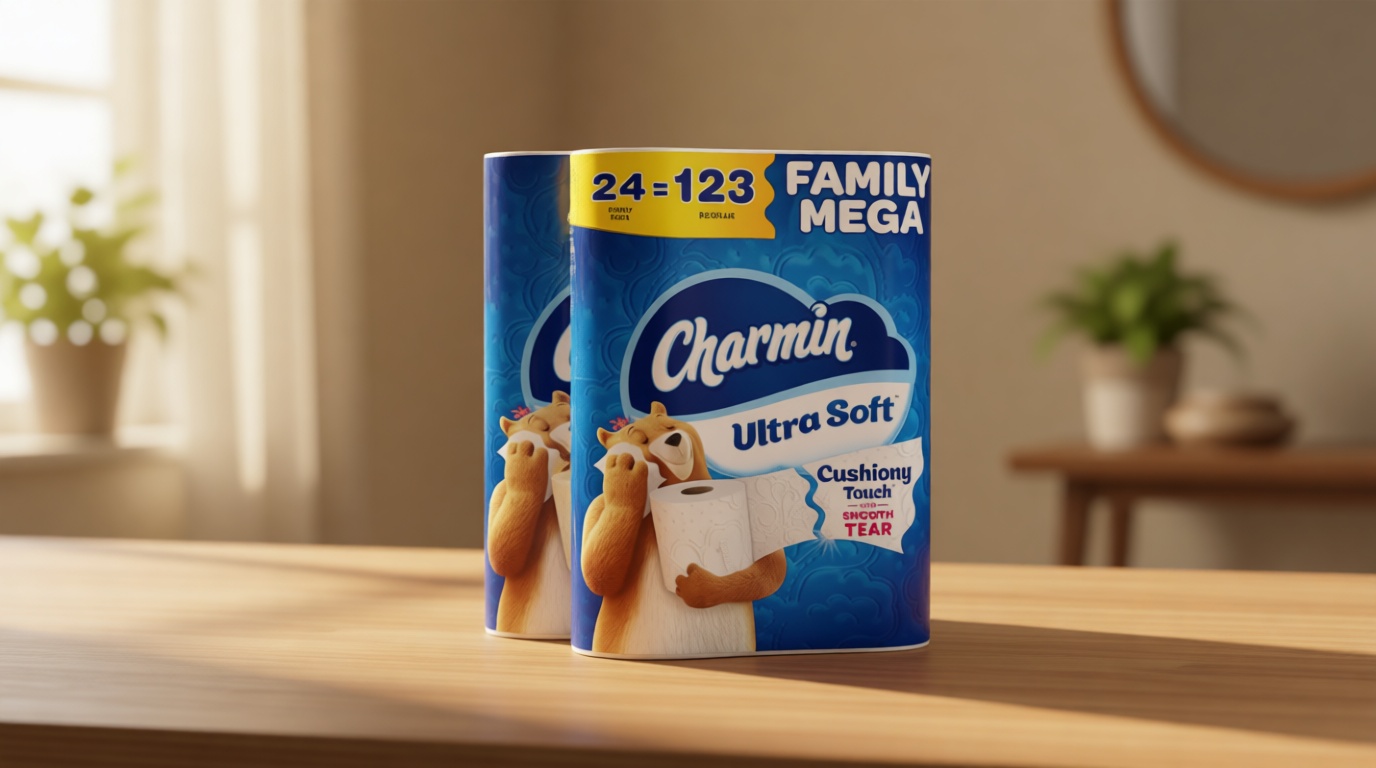 Charmin Ultra Soft Cushiony Touch Toilet Paper, 24 Family Mega = 123 Regular Rolls, White