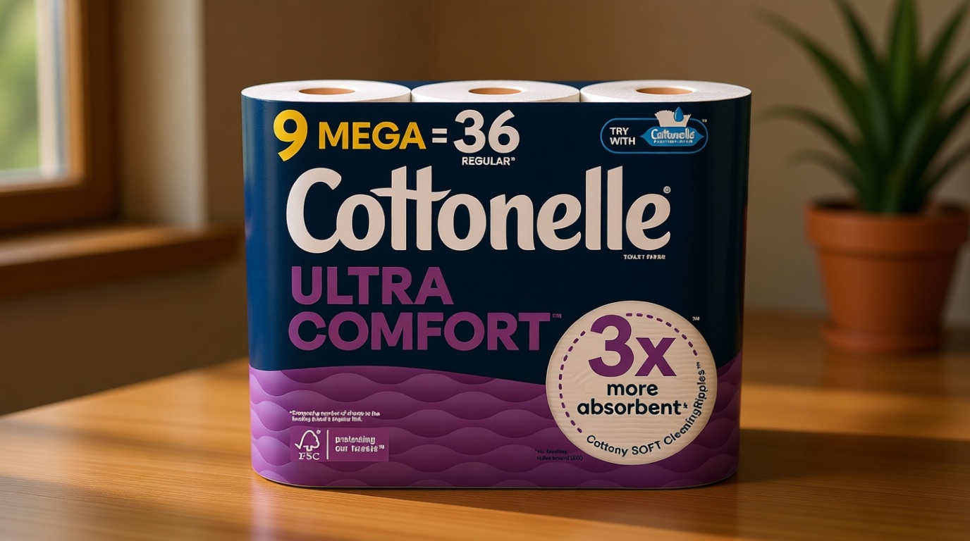 Cottonelle Ultra Comfort Toilet Paper, 9 Mega Rolls = 36 Regular Rolls, Packaging May Vary