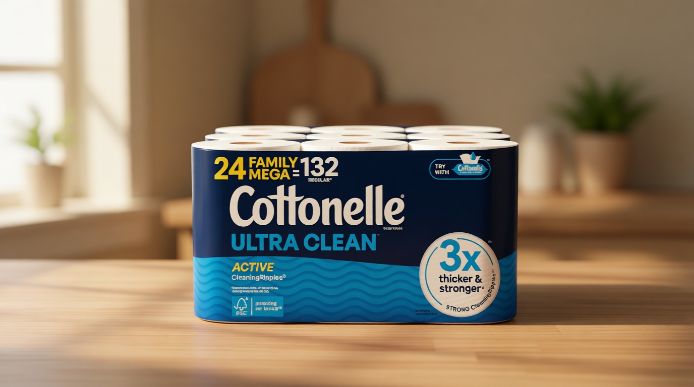 Cottonelle Ultra Clean Toilet Paper with Active CleaningRipples Texture, Strong Bath Tissue, 24 Family Mega Rolls = 132 Regular Rolls (4 Packs of 6)