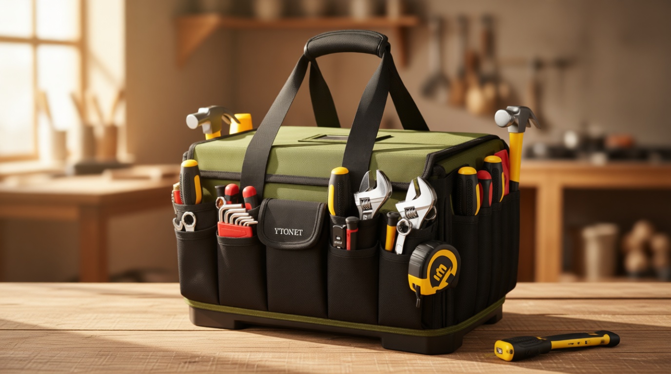 Heavy Duty Tool Bag 16-Inch, 46 Pockets Electrician Tool Bag for men with Hard Bottom & Waterproof Pocket, 1680D Tear-Proof Toolbox Organizer for HVAC Mechanic, Father Day Dad Birthday Gift
