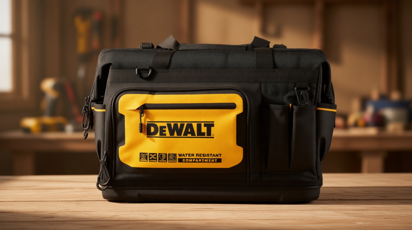 DEWALT Tool Bag, Water Resistant, Hard Bottom, 20-inch, Professional Tool Tote with Organization (DWST560104)