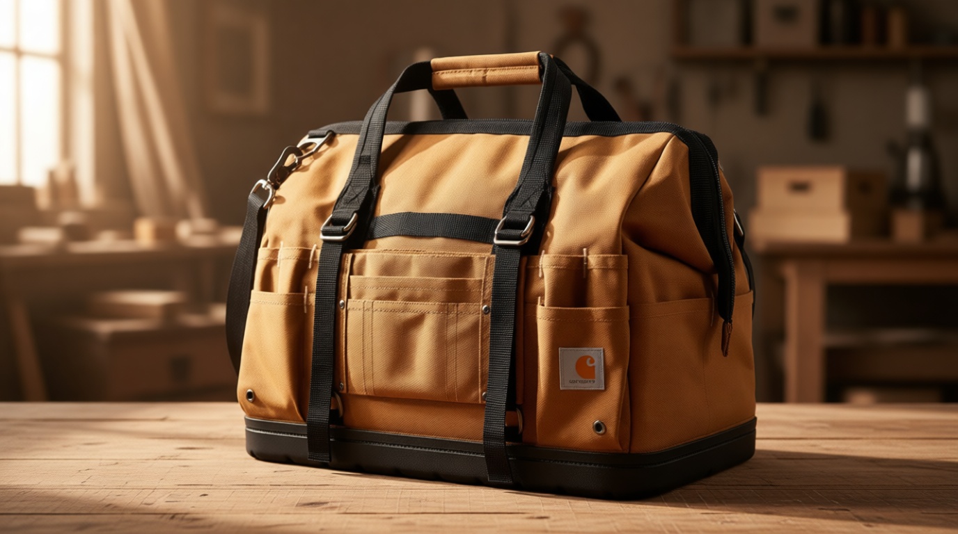 Carhartt Onsite Tool Bag, Durable Water-Resistant, Tool Storage Bag, Heavyweight w/Molded Base, 18-Inch, Carhartt Brown