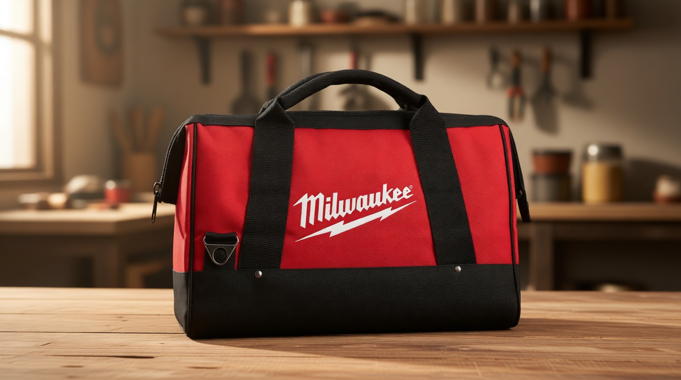 Milwaukee 17 Inch Heavy Duty Canvas Tool Bag with 6 Interior Pockets, Reinforced Bottom, and Strap Ring (Shoulder Strap Not Included)