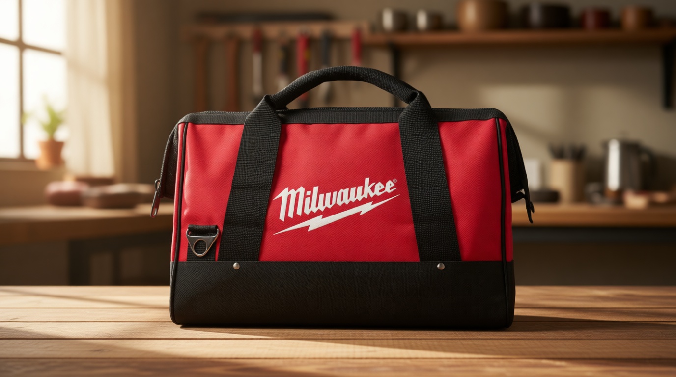 Milwaukee 17 Inch Heavy Duty Canvas Tool Bag with 6 Interior Pockets, Reinforced Bottom, and Strap Ring (Shoulder Strap Not Included)