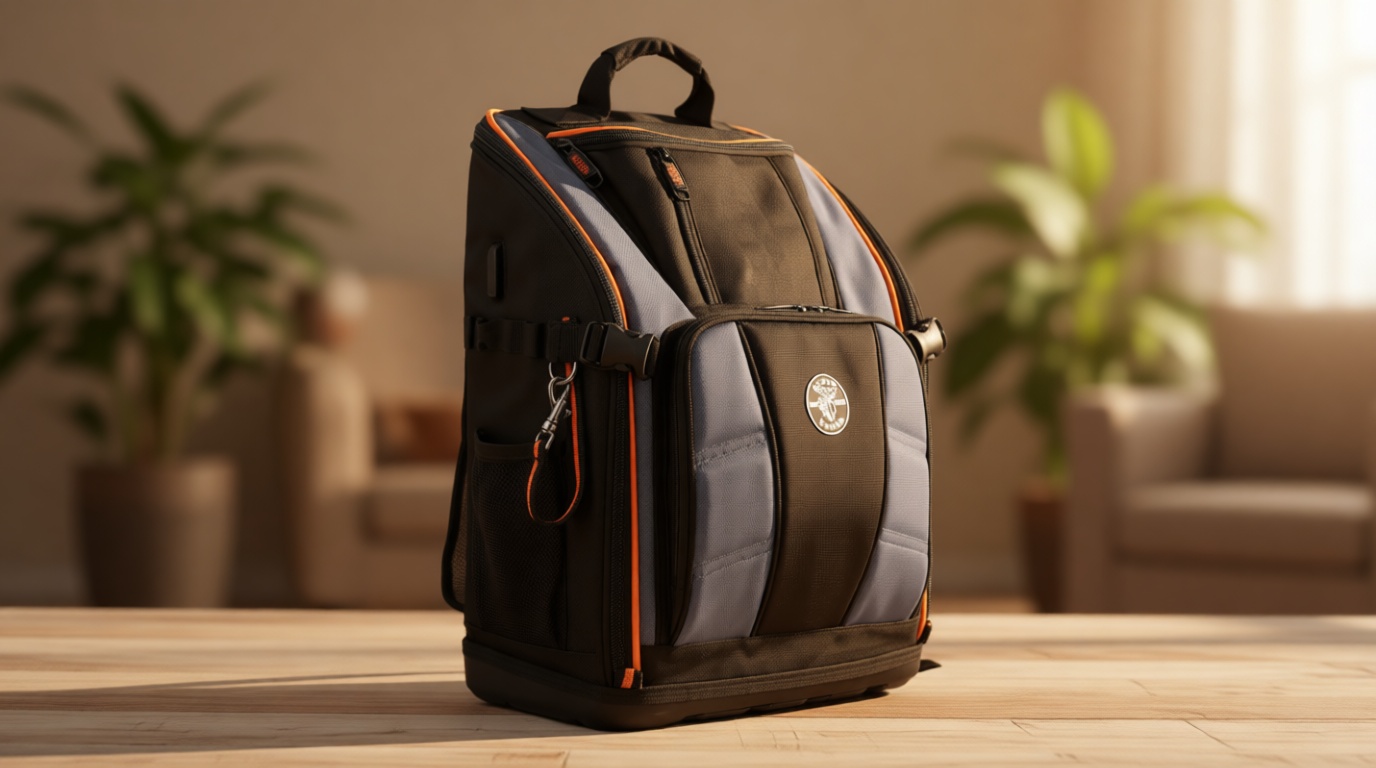 Klein Tools 62482 Tool Backpack, Tool-Station Pro Heavy-Duty Organizer with 27 Pockets, Large Interior, Molded Bottom, Electrician Tool Bag