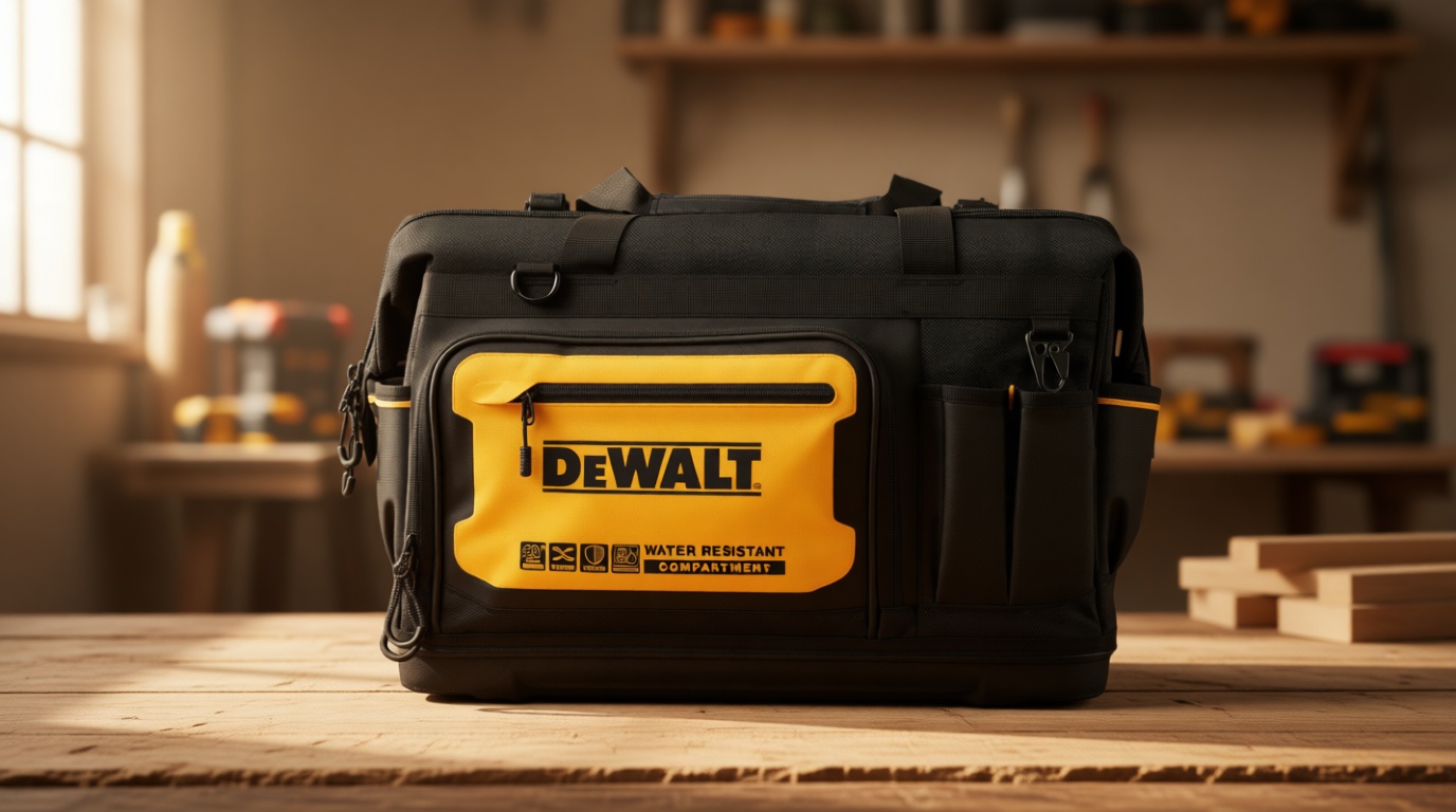 DEWALT Tool Bag, Water Resistant, Hard Bottom, 20-inch, Professional Tool Tote with Organization (DWST560104)