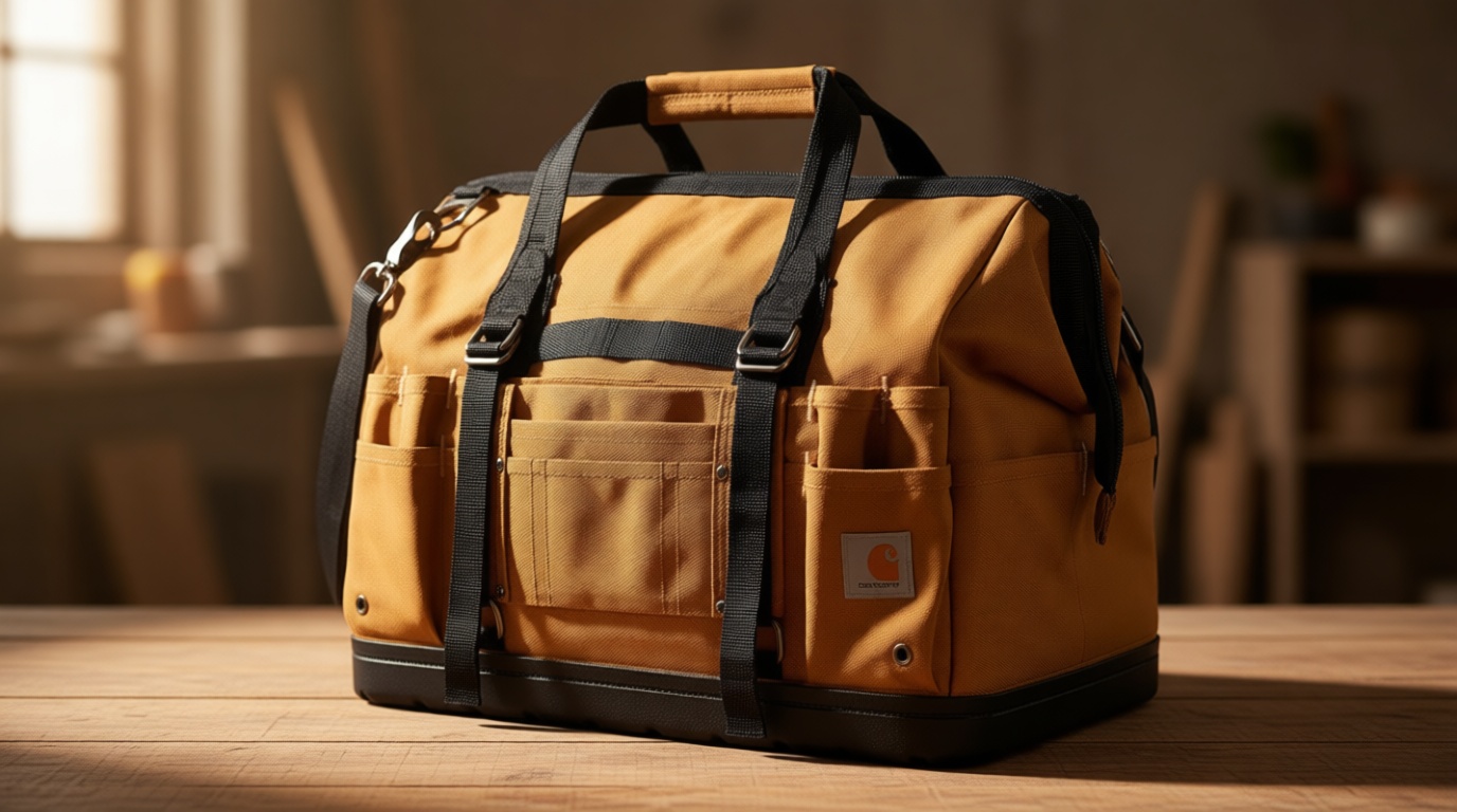 Carhartt Onsite Tool Bag, Durable Water-Resistant, Tool Storage Bag, Heavyweight w/Molded Base, 18-Inch, Carhartt Brown