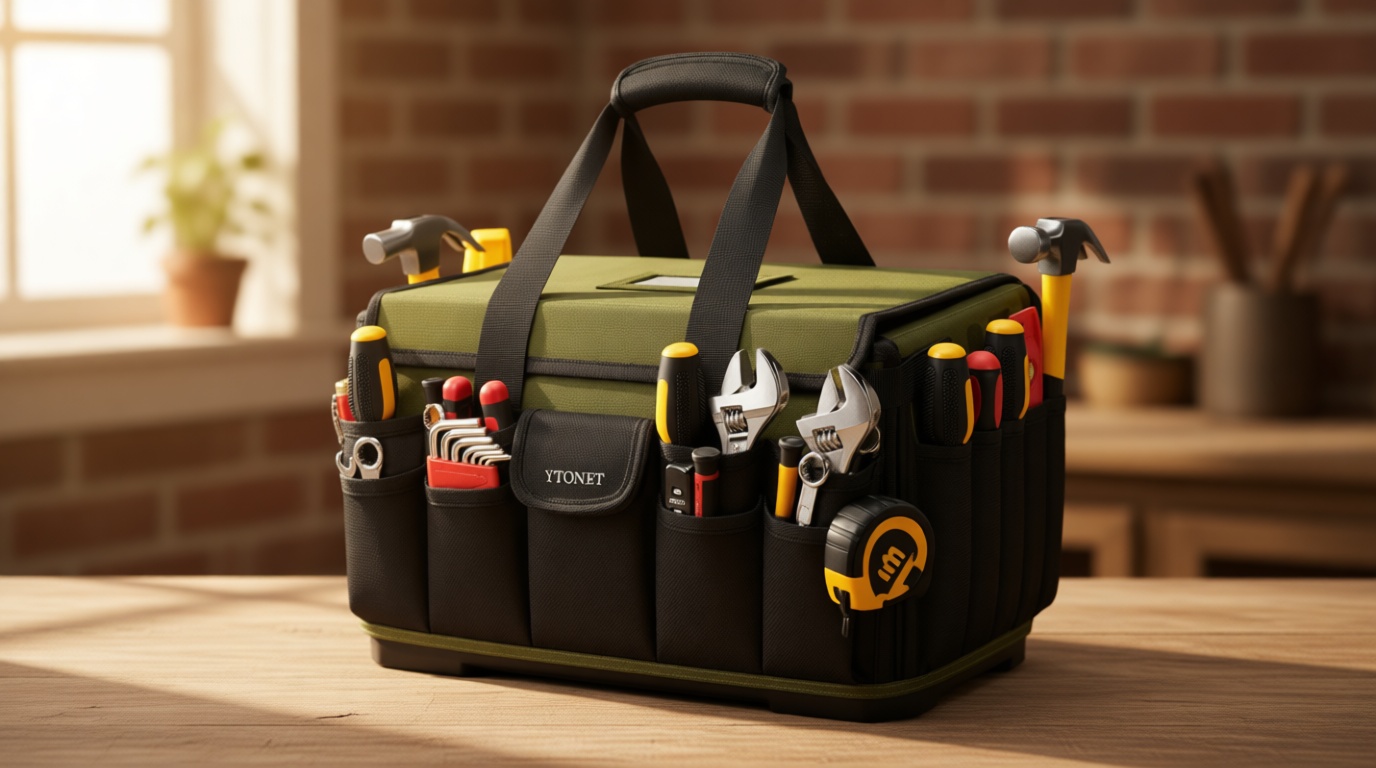 Heavy Duty Tool Bag 16-Inch, 46 Pockets Electrician Tool Bag for men with Hard Bottom & Waterproof Pocket, 1680D Tear-Proof Toolbox Organizer for HVAC Mechanic, Father Day Dad Birthday Gift