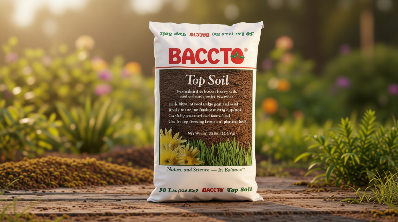 Michigan Peat Company Baccto Top Soil for Lawns, Patchworks, Gardens, Planting Beds, and Shrub and Tree Transplant Mixtures, 50 Pounds