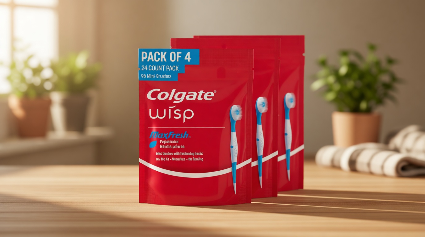 Colgate Max Fresh Wisp Disposable Mini Travel Toothbrushes, Peppermint, 24 Count (Pack of 4)