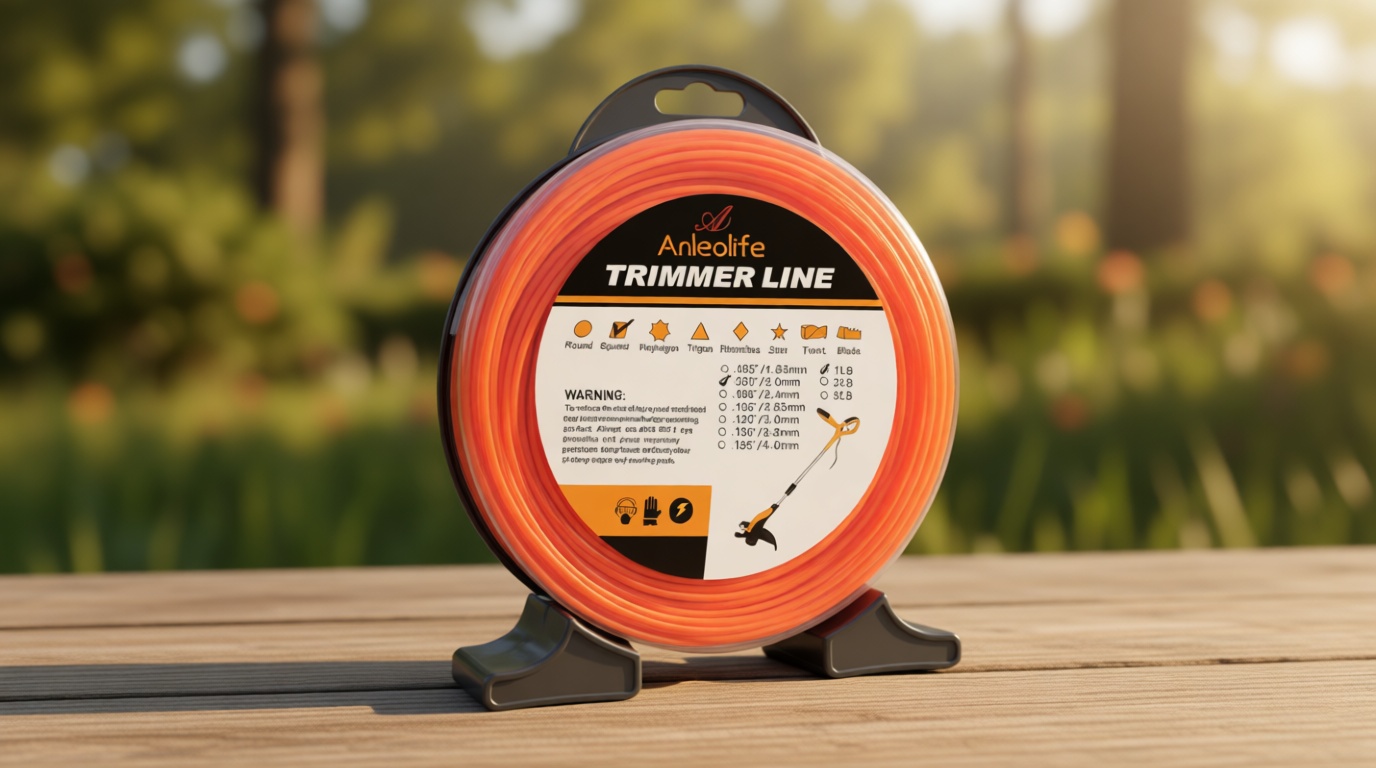 A ANLEOLIFE 1-Pound Commercial Square .080-Inch-by-557-ft String Trimmer Line Donut,with Built-in Line Cutter, Orange