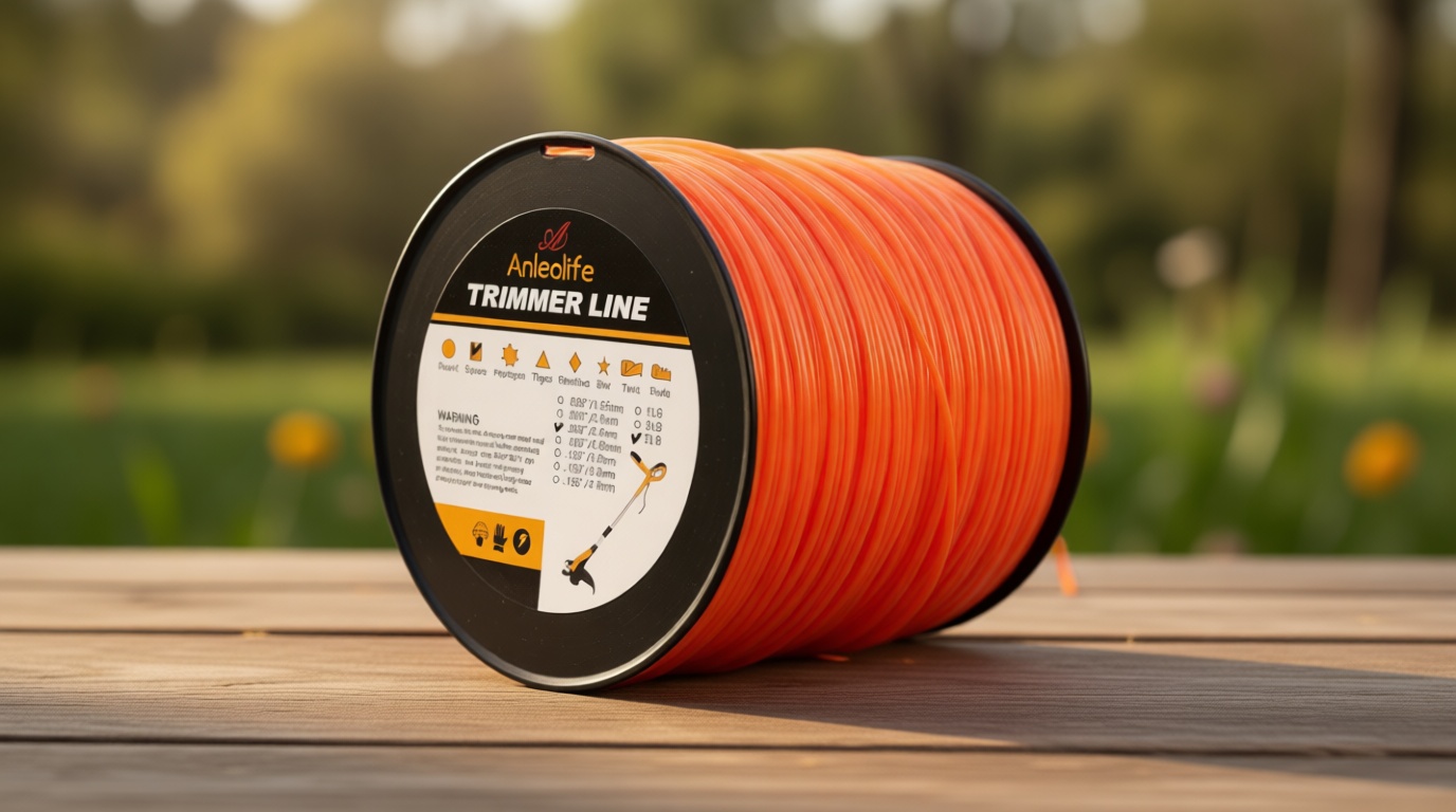 A ANLEOLIFE 5-Pound Commercial Square .095-Inch-by-1280-ft String Trimmer Line in Spool,with Built-in Line Cutter, Orange