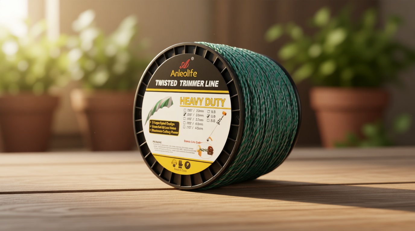 A ANLEOLIFE 3-Pound Heavy Duty Twisted .095-inch-by-1181-ft Dual Core String Spiral Trimmer Line Spool,with Built-in Line Cutter