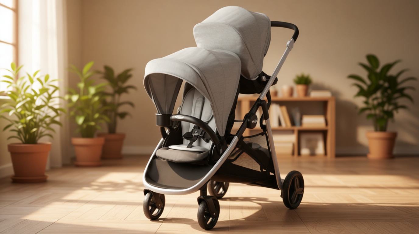 Graco Ready2Grow LX 2.0 Double Stroller Features Bench Seat and Standing Platform Options, Clark