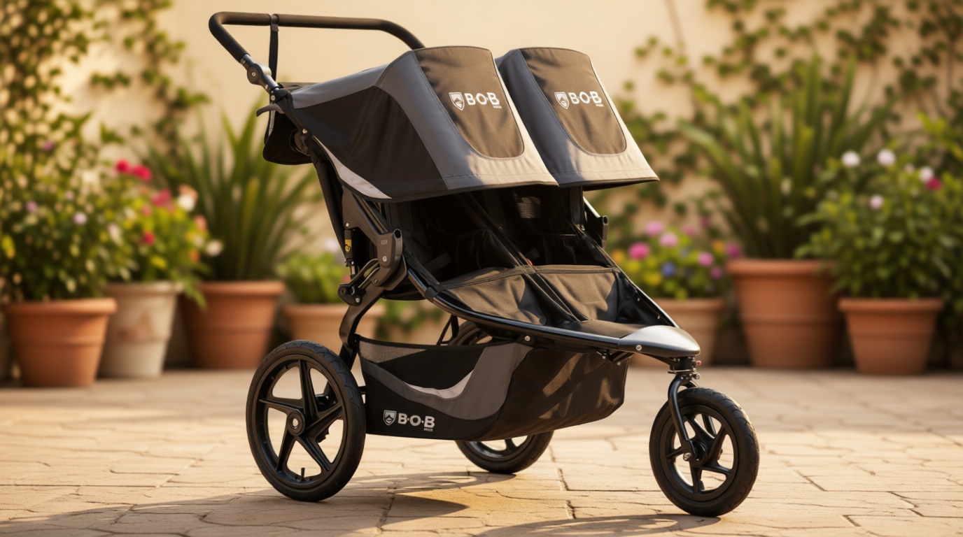 BOB Gear Revolution Flex 3.0 Duallie Jogging Stroller, Double Stroller, Graphite Black