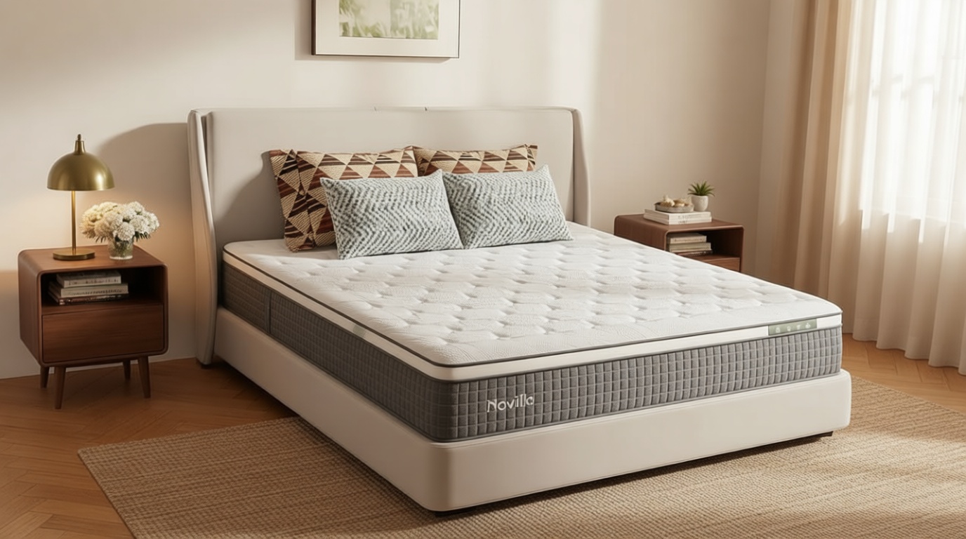 Novilla Twin XL Mattress 12 Inch, Hybrid Mattress with Gel Memory Foam, Pocketed Coils & Nylon Cooling Fabric for Targeted Support Zones & Spinal Alignment Mattresses in a Box for Kids OEKO-TEX STANDARD 100