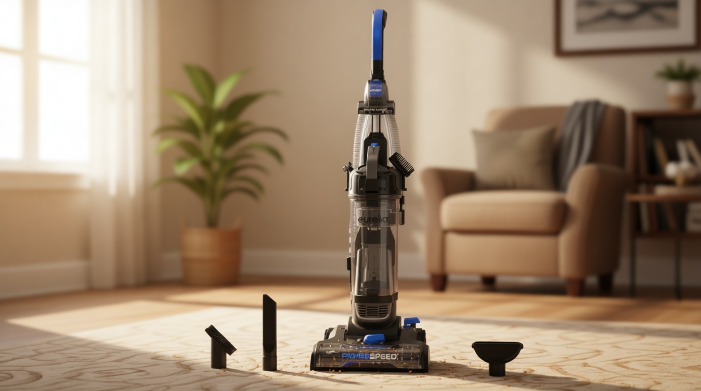 Eureka PowerSpeed Lightweight Upright Vacuum Cleaner for Carpet and Hard Floor, Powerful Bagless Upright Vacuum Cleaner for Home Pets, NEU181A, Blue