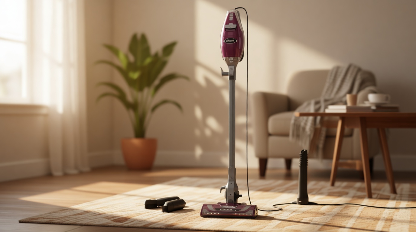 Shark HV322 Rocket Pet Plus Corded Stick Vacuum with LED Headlights, XL Dust Cup, Lightweight, Perfect for Pet Hair Pickup, Converts to a Hand Vacuum, with (2) Pet Attachments, Bordeaux/Silver