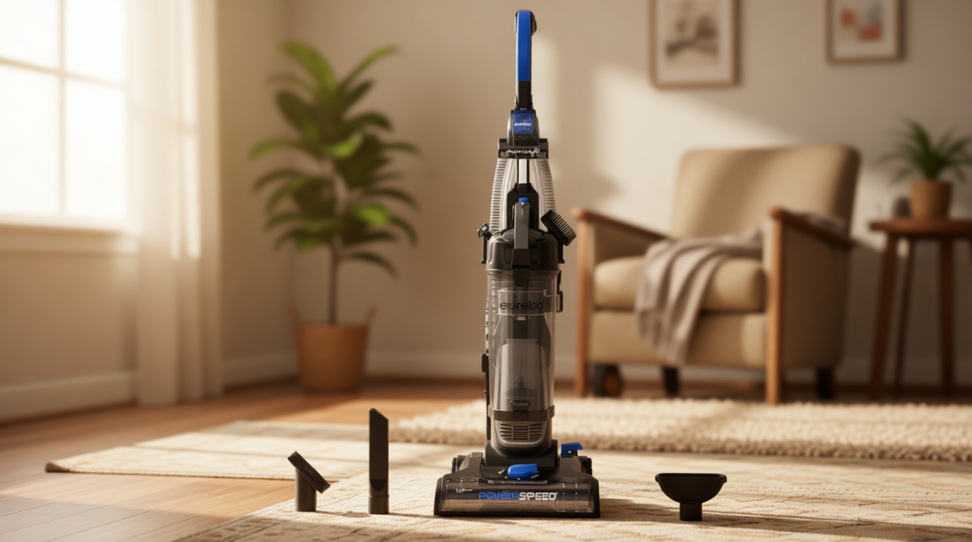 Eureka PowerSpeed Lightweight Upright Vacuum Cleaner for Carpet and Hard Floor, Powerful Bagless Upright Vacuum Cleaner for Home Pets, NEU181A, Blue