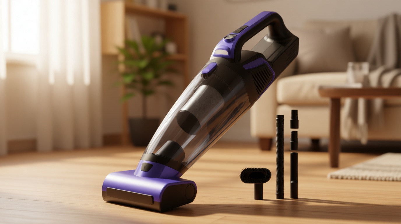 Pet Hair Handheld Vacuum Cordless: 20000PA High Power Car Vacuum with Motorized Brush and LED Light, Rechargeable Hand Held Vacuum Cleaner with Reusable Filter for Car, Home, Office & Pet, Purple