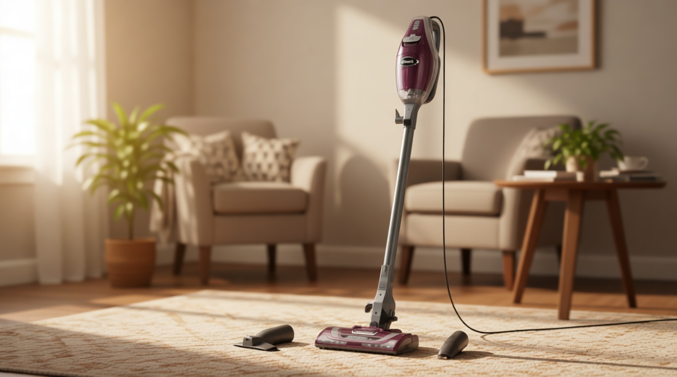 Shark HV322 Rocket Pet Plus Corded Stick Vacuum with LED Headlights, XL Dust Cup, Lightweight, Perfect for Pet Hair Pickup, Converts to a Hand Vacuum, with (2) Pet Attachments, Bordeaux/Silver