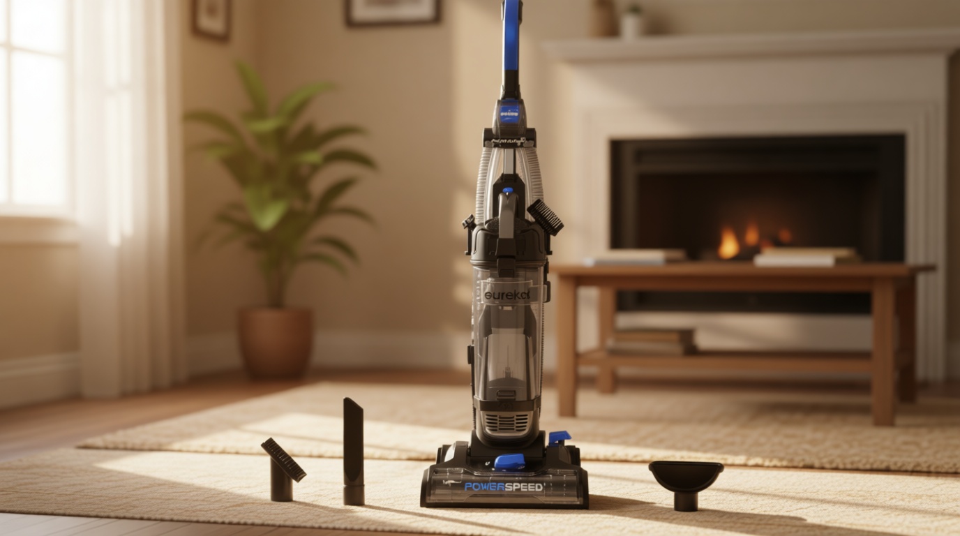 Eureka PowerSpeed Lightweight Upright Vacuum Cleaner for Carpet and Hard Floor, Powerful Bagless Upright Vacuum Cleaner for Home Pets, NEU181A, Blue