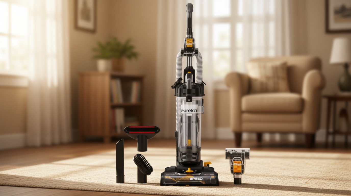EUREKA PowerSpeed Lightweight Powerful Upright Vacuum Cleaner for Carpet and Hard Floor, Pet Turbo, Black,Yellow