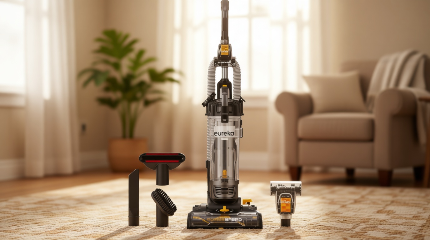 EUREKA PowerSpeed Lightweight Powerful Upright Vacuum Cleaner for Carpet and Hard Floor, Pet Turbo, Black,Yellow