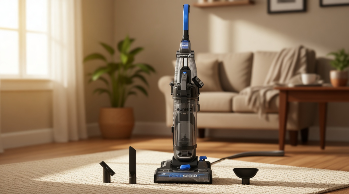 Eureka PowerSpeed Lightweight Upright Vacuum Cleaner for Carpet and Hard Floor, Powerful Bagless Upright Vacuum Cleaner for Home Pets, NEU181A, Blue