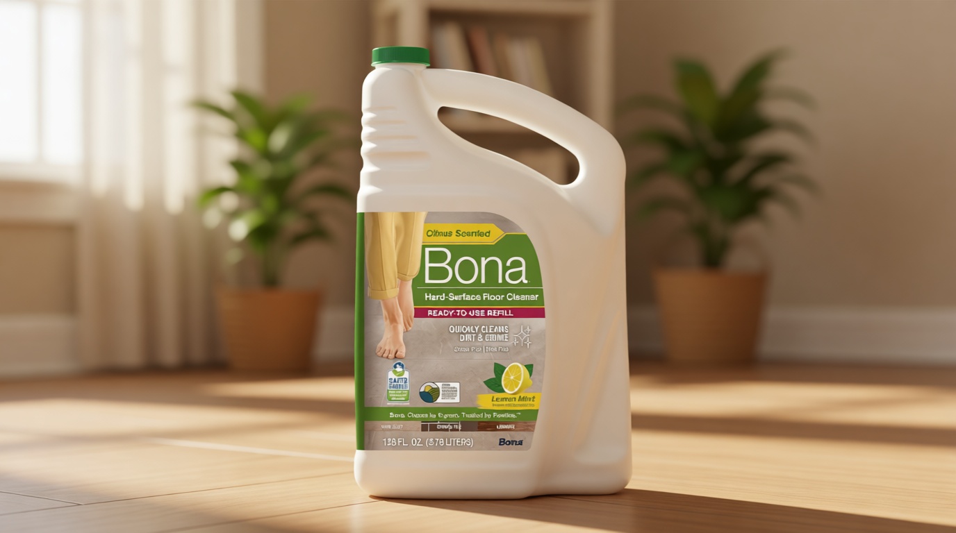 Bona Multi-Surface Floor Cleaner Refill - 128 fl oz - Lemon Mint - Residue-Free Floor Cleaning Solution refill for Spray Mop and Spray Bottles - For Use on Stone, Tile, Laminate, and Vinyl Floors U.S. EPA Safer Choice