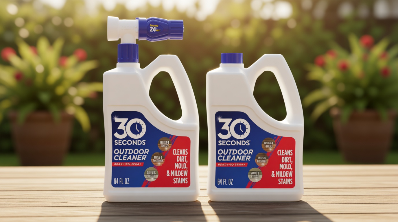 30 SECONDS Outdoor Cleaner 2 Pack with Hose End Sprayer - Cleans Stains from Algae, Mold and Mildew on Vinyl Siding, Deck, Patio, Brick and More