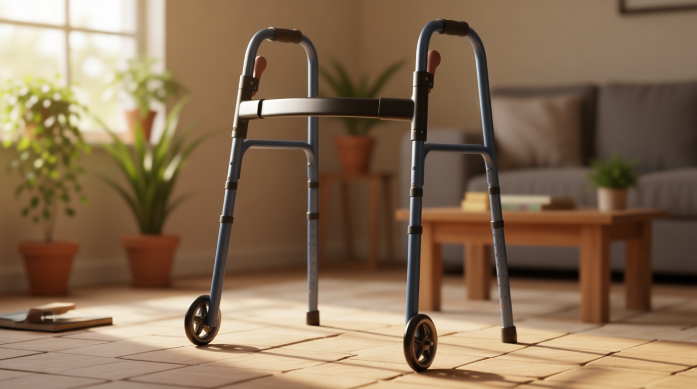 Folding Walker for Seniors, Rolling Walker with 8 Height Adjustments, One-Hand Folding, 300lbs Capacity, Lightweight Aluminum Front Wheel Walker for Elderly Adults and Handicap