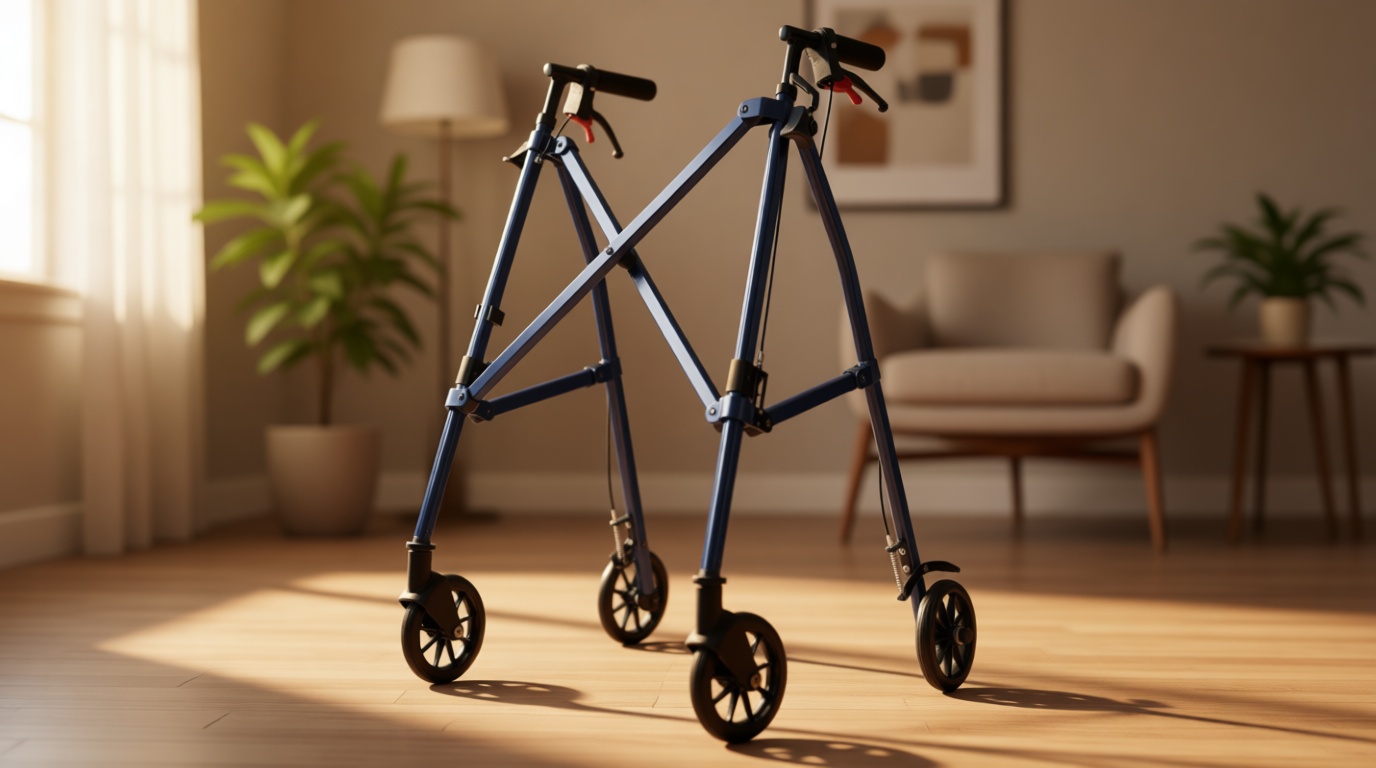 Vive Mobility Lightweight Walker for Seniors - Narrow, Folding Walker w/Wheels for Small & Tight Spaces - Light Weight for Balance, Compact Doorways, Foldable - Portable & Collapsible for Travel