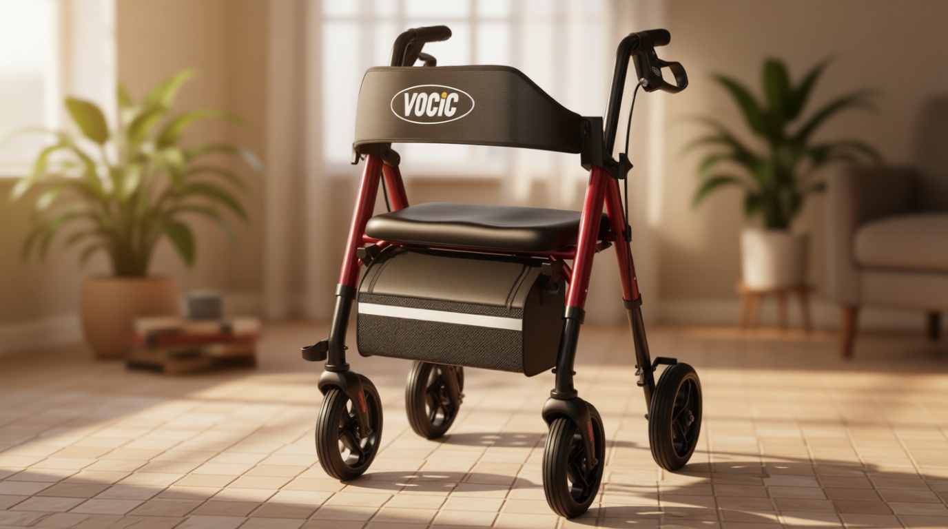 VOCIC Walkers for Seniors, Z21 Rollator Walker with Seat Supports 350lb, 8" Big Wheels for All Terrain, Ergonomic Arc Seat & 6" Ultra Backrest Foldable Walker, Dual Height Adjustment, Lightweight 2025