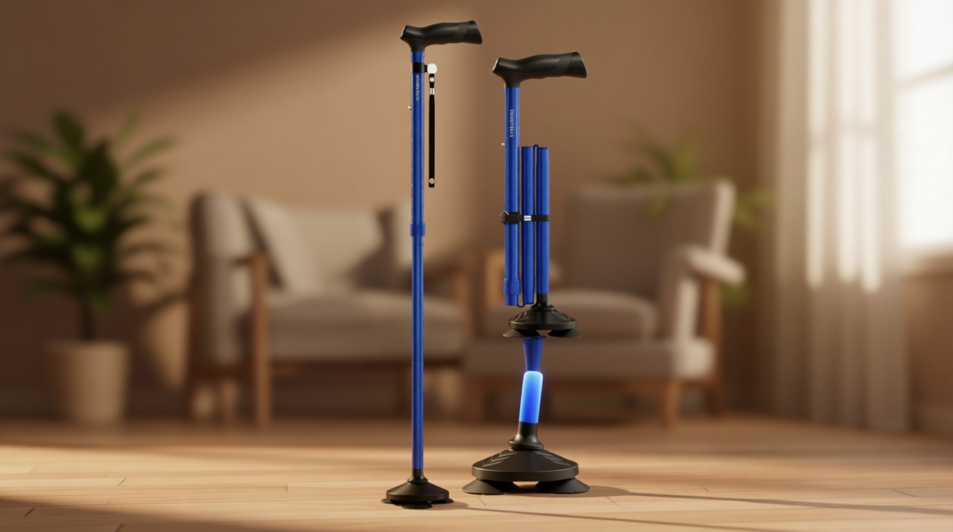 HONEYBULL Walking Cane for Men & Women Foldable, Adjustable, Heavy Duty, Free Standing, All Terrain, Collapsible Walking Sticks for Seniors & Adults
