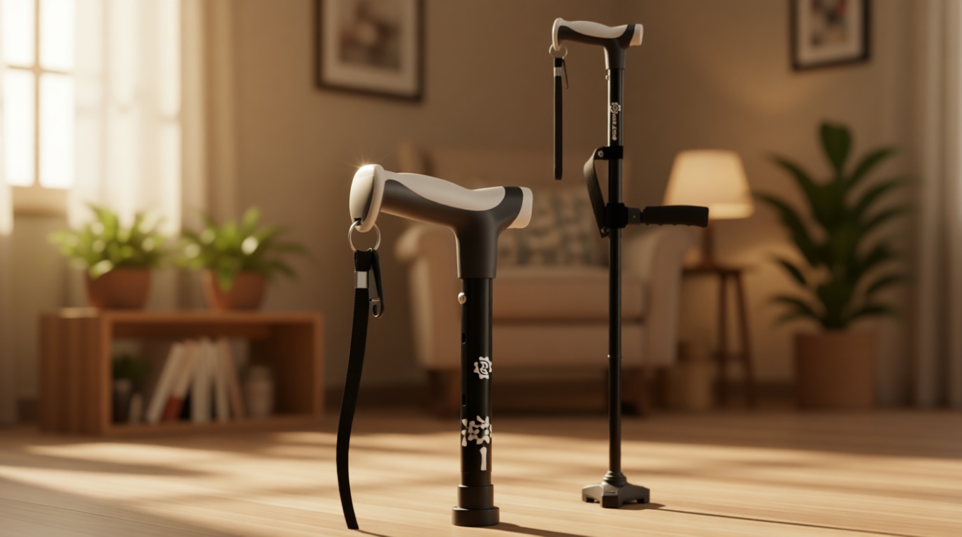 Adjustable Walking Cane for Women & Men for Stability, Self Standing Cane with Second Handle for Standing, 350lbs Heavy Duty Foldable Collapsible Folding Cane, Walking Sticks for Seniors & Adult