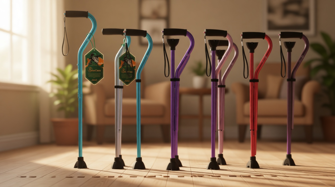 BeneCane Walking Cane for Men & Women Adjustable Cane with Offset Soft Cushioned Handle -Portable Lightweight Sturdy Mobility Walker Aid for Elderly, Seniors Collapsible Cane