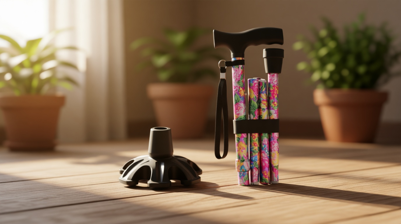 Walking Cane LIXIANG Cane for Man/Woman | Mobility & Daily Living Aids | 5-Level Height Adjustable Walking Stick | Comfortable Plastic T-Handle Portable Walking Stick Folding Cane