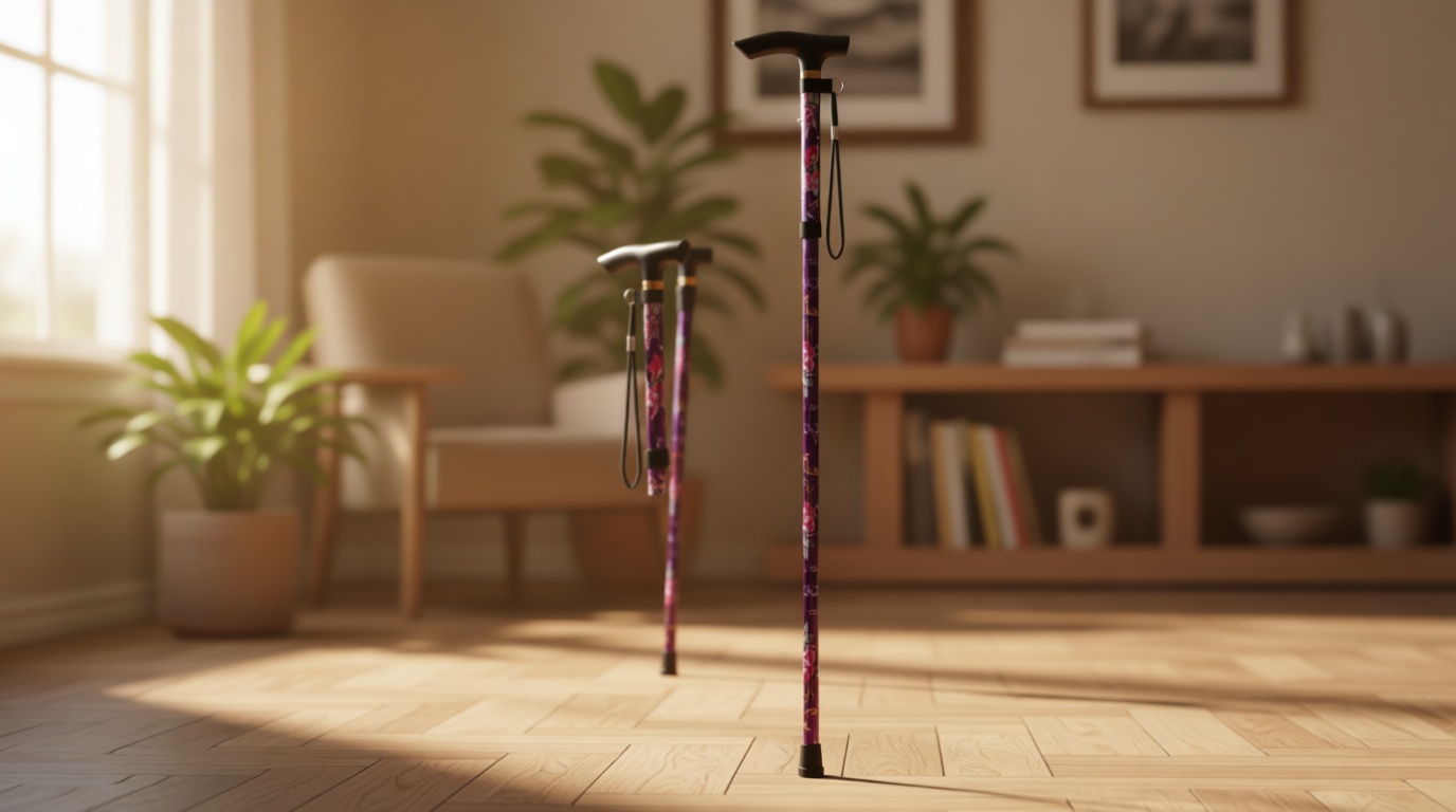 supregear Folding Cane, 5-Level Adjustable Height Walking Stick Lightweight Collapsible Portable Travel Cane with Wrist Strap and T Handle for Elderly Disabled Men Women