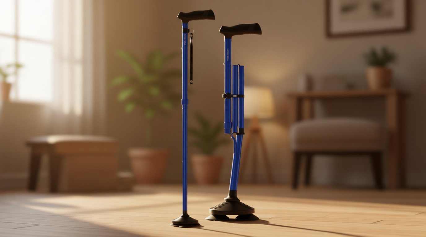 HONEYBULL Walking Cane for Men & Women Foldable, Adjustable, Heavy Duty, Free Standing, All Terrain, Collapsible Walking Sticks for Seniors & Adults