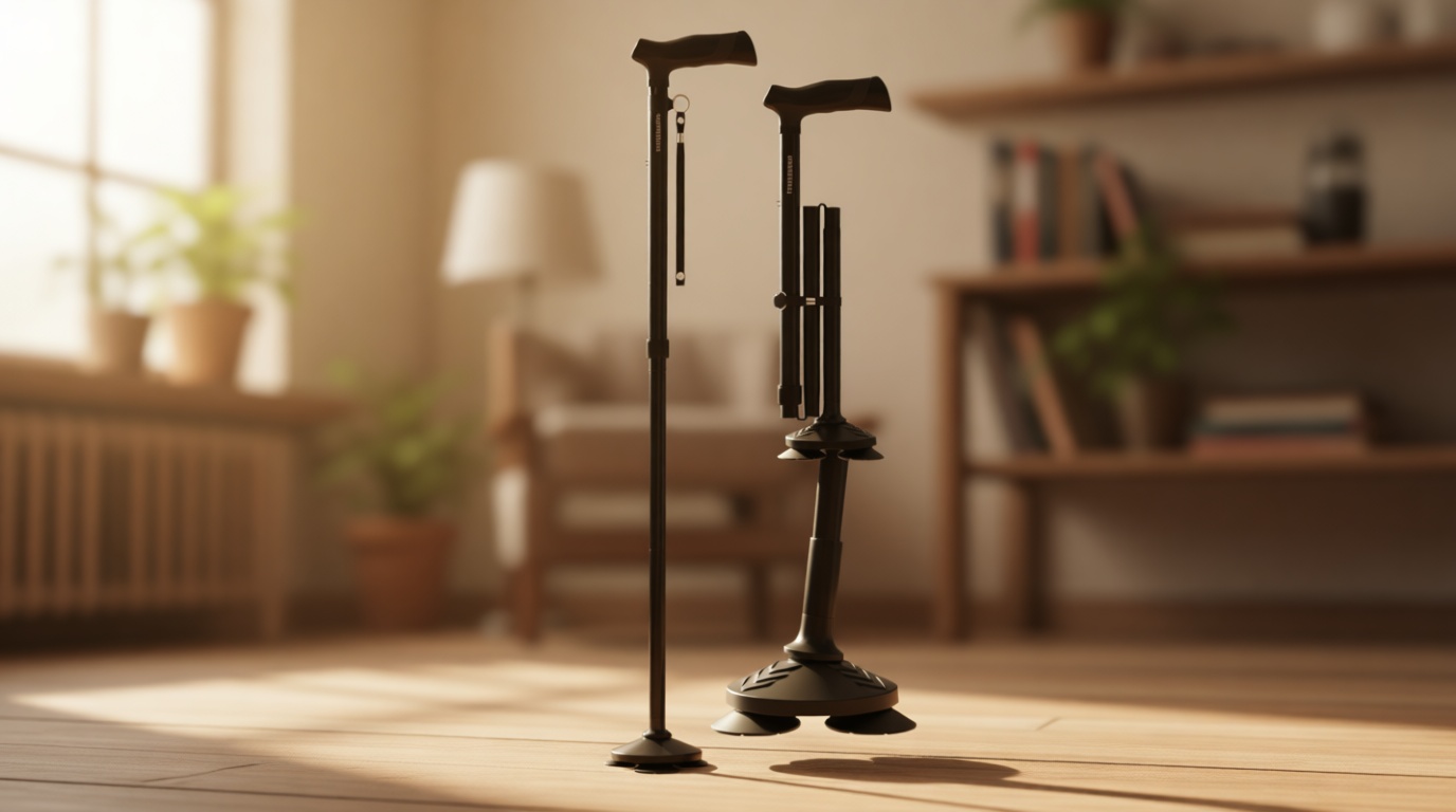 HONEYBULL Walking Cane for Men & Women Foldable, Adjustable, Heavy Duty, Free Standing, All Terrain, Collapsible Walking Sticks for Seniors & Adults