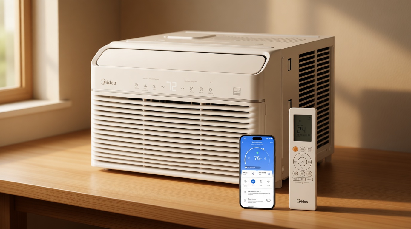 Midea Inverter Window Air Conditioner with Heat – Quiet Window AC Unit and Heat Combo with Dehumidifier – Cools up to 550 Sq. Ft. – Energy Star Rated, Smart Control, Remote, 12,000 BTU ENERGY STAR